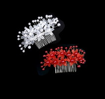 Jewelry-hair ornaments, hair clips: wedding, bridal, occasional hair ornament es-h-fé53ae white-red 2pcs