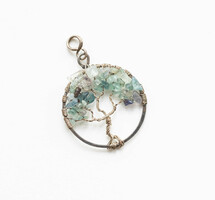 Last option - handmade tree of life pendant - with greenish tinted mineral / semi-precious stones