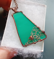 Turquoise glass jewelry pendant