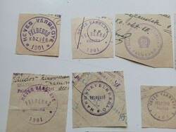 D202579  FELDEBRŐ  (Heves vm)   régi bélyegző-lenyomatok  10+  db.   kb 1900-1950's