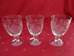 Glass liqueur glass with a base, with a polished floral pattern. 3 pcs for sale together. He has!