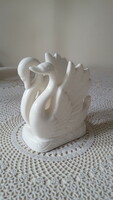 Porcelain napkin holder in the shape of a pair of swans
