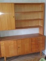 Retro high-gloss, polished drawer-shelf cabinet, mid century