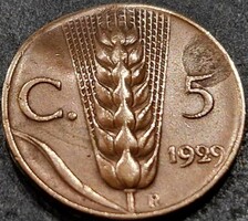 Italy, 5 centesimi 1929.