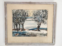 Painting by Jenő Gadányi (1896-1960), 1944. Watercolor, paper, marked, in a frame without glass