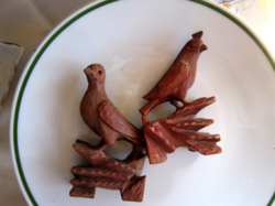 Pair of wood carved birds