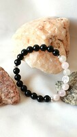 Obsidian - rose quartz - hematite bracelet
