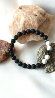 Lava stone - howlite - hematite bracelet