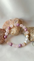 Rose quartz - jade - shell bracelet