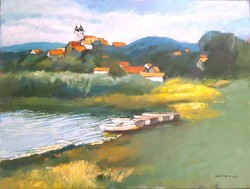Kovács tamás vilmos - tihany with the inner lake 60 x 80 cm oil, wood fiber 2016
