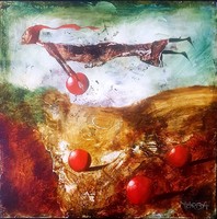 András Győrfi - tomato hunter 50 x 50 cm oil on canvas