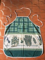 Linen apron with a pattern of spices and herbs (sage, mint, rosemary)