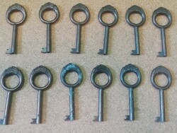 Retro door keys, antique effect No. 1, 8 pcs