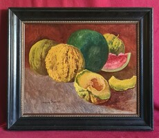 Alfréd Lakos (1870 - 1961) : melon still life 1913