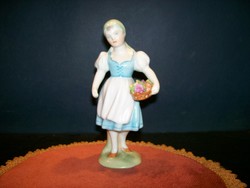 Figurine of Herend girl with flower basket
