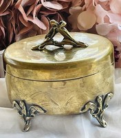 Art Nouveau copper sugar bowl on 4 legs, & bonbons..