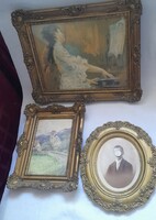 3 antique picture frames