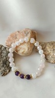 Rose quartz - amethyst - rock crystal bracelet
