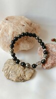 Obsidian - pyrite bracelet