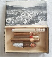 K und k Austrian wooden cigar box with 5 old cigars