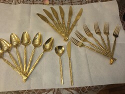 Lifetime Cutlery Japan Bambusz design aranyozott 1970-es évek 20 dbos evőeszköz készlet