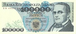 100000 zloty zlotych Lengyelország 1990 3.
