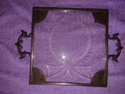 Etched glass plate, antique coaster, tray