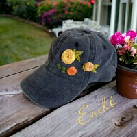 Baseball cap decorated with hand embroidery
