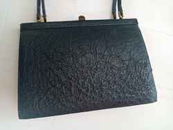 Elegáns fekete női  valódi  bőr táska  / retikül - belül is bőr és több rekeszes
