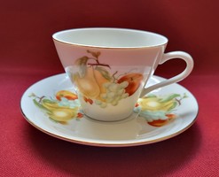 Chinese porcelain coffee cup saucer plate pear apple grape fruit