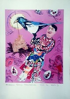 Drmárias - butcher Lawrence with a magpie 31 x 25 cm computer print, dipped paper