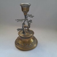 Antique - copper - deer candle holder