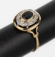 Briliáns zafír drágaköves arany gyűrű