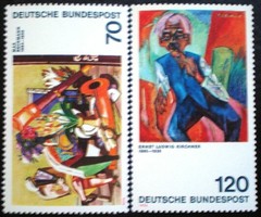 N822-3 / Germany 1974 paintings - German expressionist stamp series postal clear