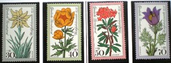 N867-70 / Germany 1975 people's welfare : alpine flowers stamp series postal clear