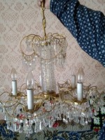 Old Czechoslovak crystal chandelier with 5 branches