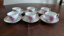 Herend apponyi pattern coffee cup with bottom 6 pcs