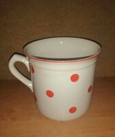Huge red dot granite mug - almost 1.2 liters