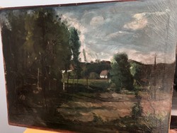 tibor Göldner: lowland landscape 60x75 cm oil on canvas 1953