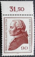 N806sz / Németország 1974 Immanuel kant Filozófus bélyeg postatiszta ívszéli összegzőszámos