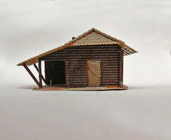 Wooden house, cottage - model building - field table model, model railway