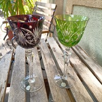 Pair of 21 cm high colored crystal glasses