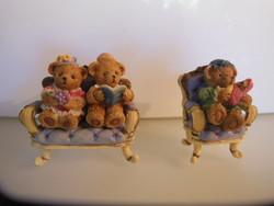 Statue - 2 pieces !! - Teddy bear - 7 x 6 x 4 cm - 6 x 4 x 4 cm - ceramic - German - perfect