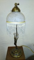Table lamp with beaded glass cover