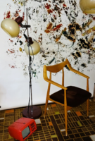 Retro deer two-bulb floor lamp with cappuccino bulbs