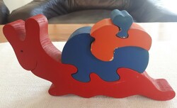 Wooden jigsaw puzzle - snail doll toy