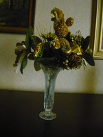 Antique crystal vase with beautiful bouquet