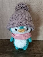 Hand crocheted penguin with hat