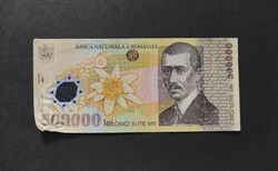 Ritka! Románia 500.000 Lei 2000, polymer, (az egyik sarka sérült)