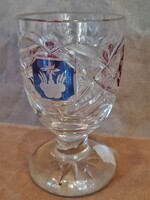 Faith - hope - love ---antique engraved glass cup, 19th century
